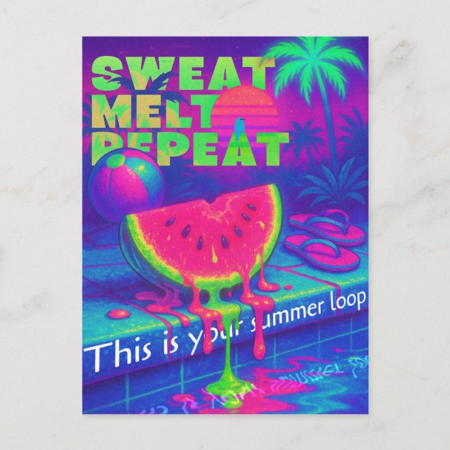 Neon Vaporwave 80er Summer Heat Postkarte (Vorderseite)
