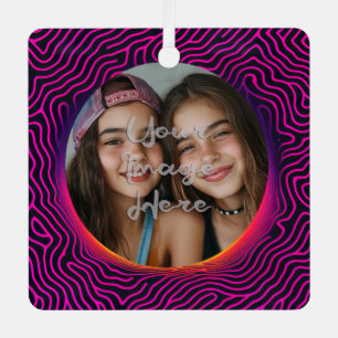 Neon Vaporwave Swirf Benutzerdefinierter Foto-Rahm Ornament Aus Metall