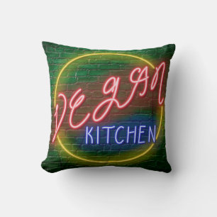 Neon Vegan Kitchen Sign Kissen