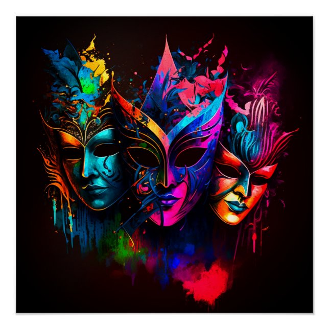 Neon Venezianisch Carnival Mask I Poster (Vorderseite)