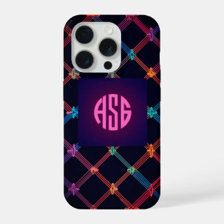 Neon-Verlaufsdesign mit individuellem Monogramm iP iPhone 15 Pro Hülle