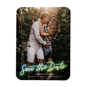 Neon Vertical Foto Save the Date Magnet