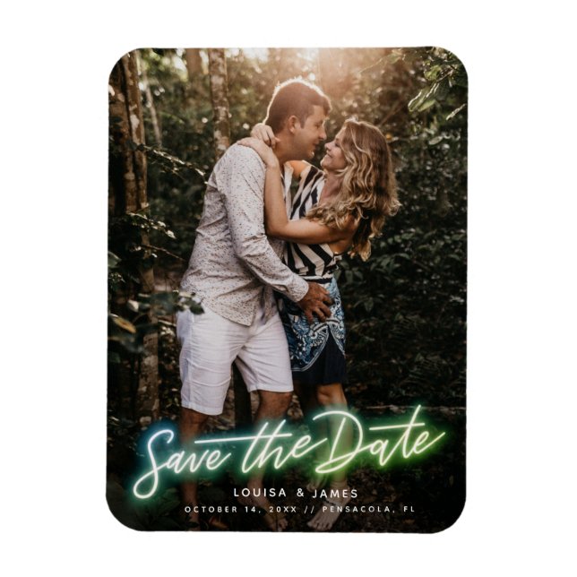 Neon Vertical Foto Save the Date Magnet (Vertikal)