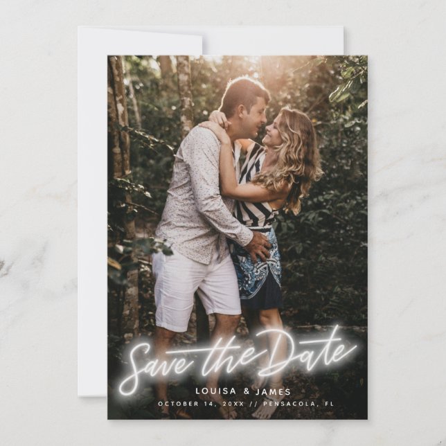 Neon Vertikales Foto Einladung (Vorderseite)