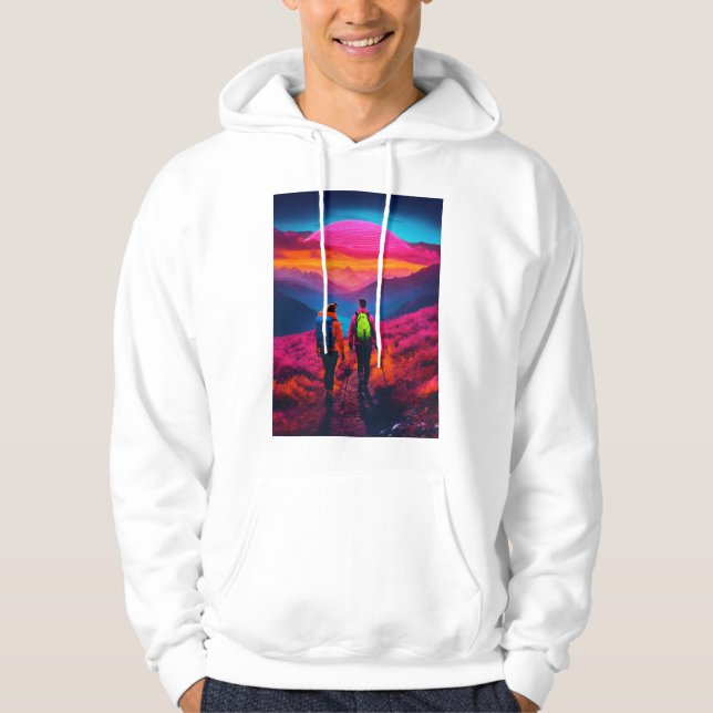 Neon Vibes Mountain Wandergebiete für Paare - Sty Hoodie (Vorderseite)