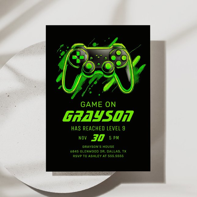 Neon Video Game Gamer Birthday Einladung (Von Creator hochgeladen)