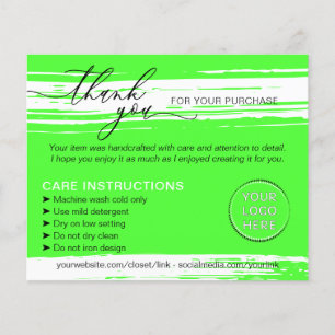 Neon Vielen Dank Waschtipps Pflegehinweis Flyer