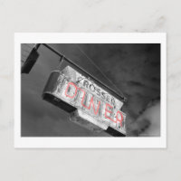 Neon Vintag Diner Sign Postcard