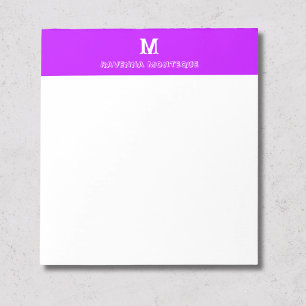 Neon Violett Personalisierter Name Buchstabe Monog Notizblock