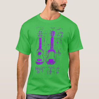 Neon Violettes Ukulele Da Vinci Blueprint T-Shirt