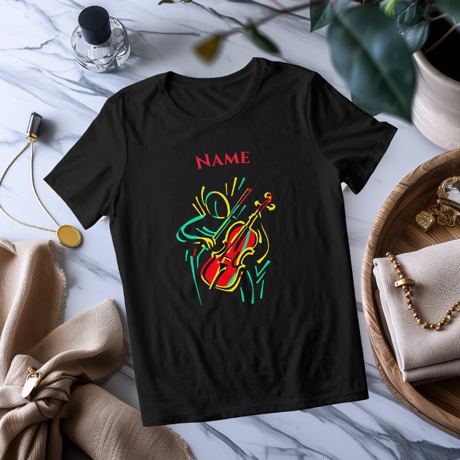 Neon Violin Line Art | Lebhafter musikalischer T - Tri-Blend Shirt (Von Creator hochgeladen)