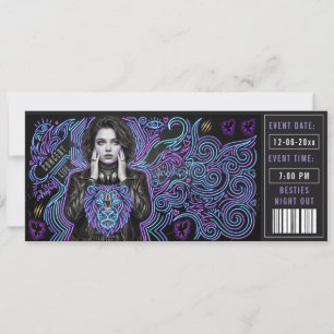 Neon-VIP-Party-Ticket-Pass Edgy-Teenies-Nacht Einladung