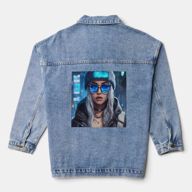 Neon Virtuoso: Der rätselhafte Reiz eines Cyberpun Jeansjacke (Rückseite)