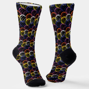 Neon Volleyballs auf schwarz Socken