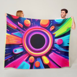 Neon Vortex Abstrakt Space Art Fleecedecke