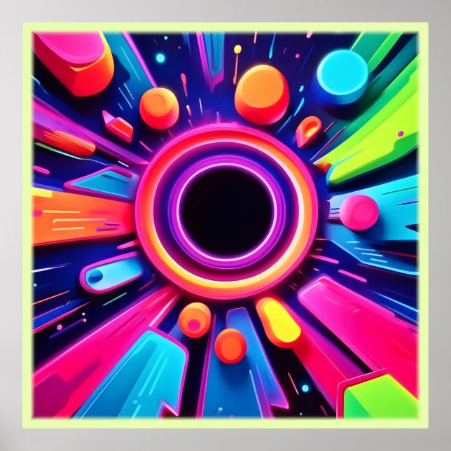 Neon Vortex Abstrakt Space Art Poster (Vorne)