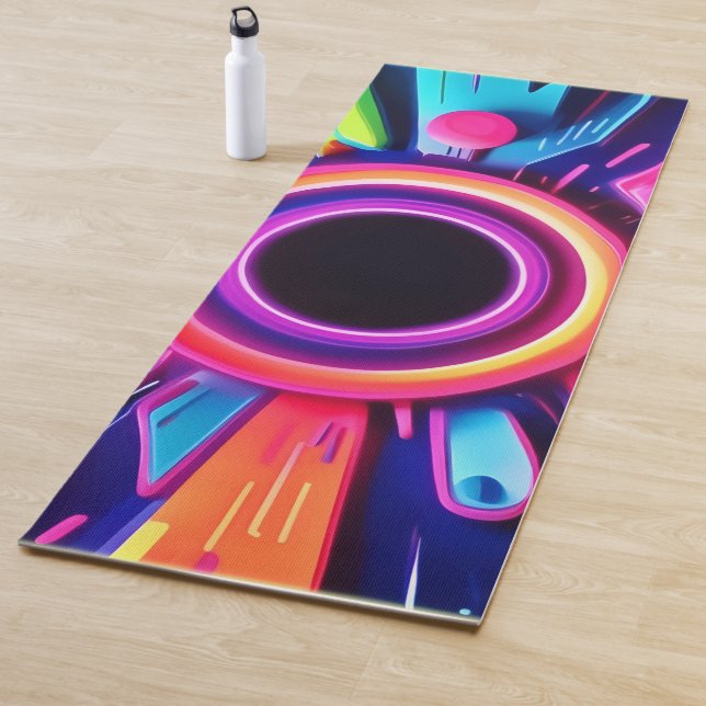 Neon Vortex Abstrakt Space Art Yogamatte (Beispiel)