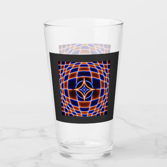 Neon Vortex Star Optical Illusion – Blue Orange Gl Glas (Vorderseite)