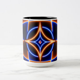 Neon Vortex Star Optische Täuschung – Blau Orange Zweifarbige Tasse