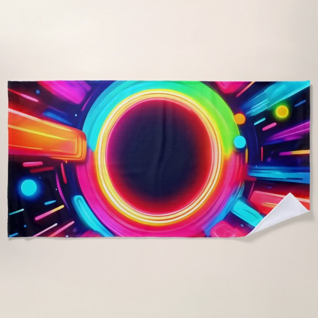 Neon Vortex von Lichtkunst Strandtuch (Vorderseite)
