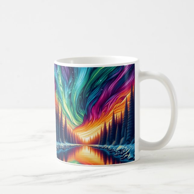 Neon-Wald-Sonnenuntergang Kaffeetasse (Rechts)