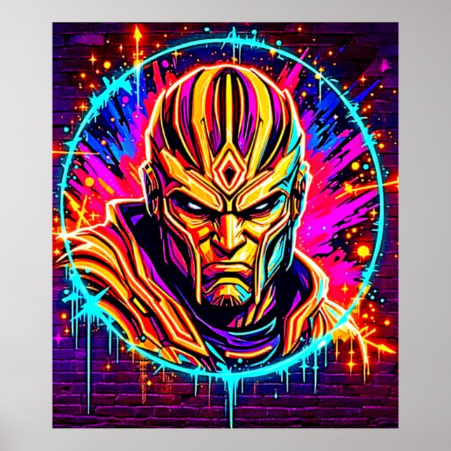 Neon Warrior Power Art Poster (Vorne)