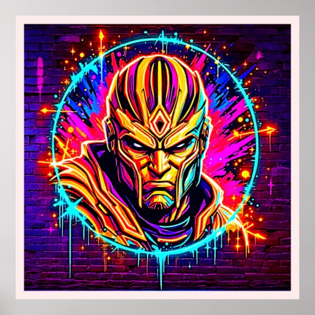 Neon Warrior Power Art Poster (Vorne)