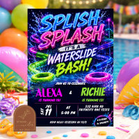 Neon-Wasserrutsche-Bash-Junge-Mädchen-Geschwister-