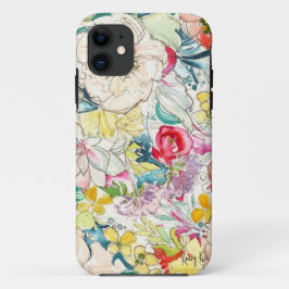 Neon Watercolor Blume iPhone Case