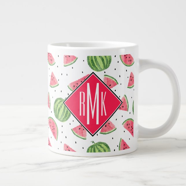 Neon Watercolor Wassermelonen Muster Jumbo-Tasse (Rechts)