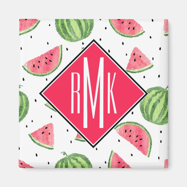 Neon Watercolor Wassermelons Muster Magnet (Vorne)