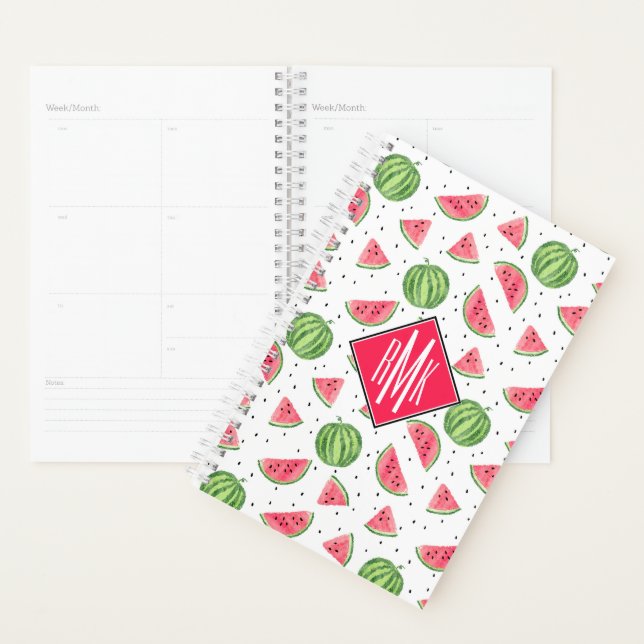 Neon Watercolor Wassermelons Muster Planer (Anzeige)