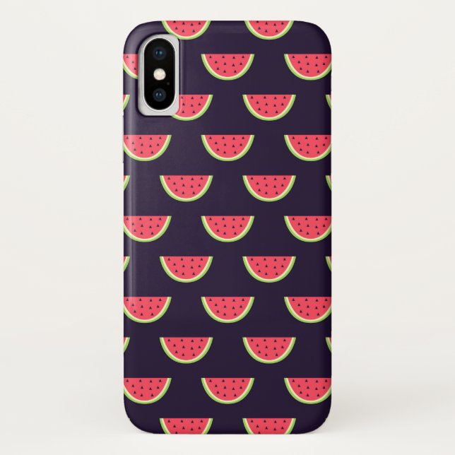 Neon Watermelon auf Lila Muster Case-Mate iPhone Hülle (Rückseite)