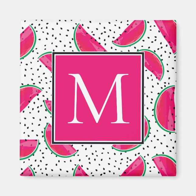 Neon Watermelon on Seeds Pattern Magnet (Vorne)