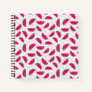 Neon Watermelon on Seeds Pattern Notizbuch