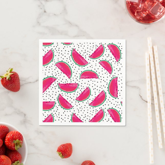 Neon Watermelon on Seeds Pattern Serviette (Beispiel)
