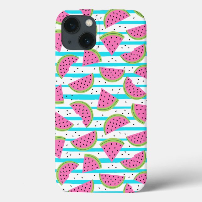 Neon Watermelon on Stripes Muster Case-Mate iPhone Hülle (Rückseite)