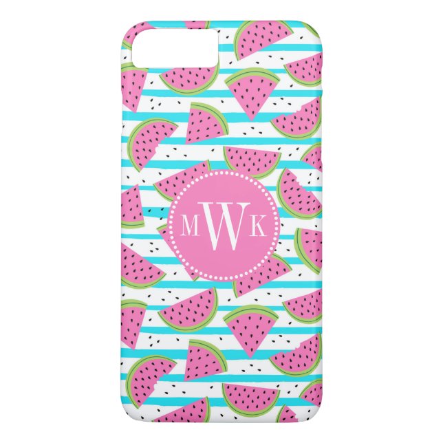 Neon Watermelon on Stripes Pattern Case-Mate iPhone Hülle (Rückseite)