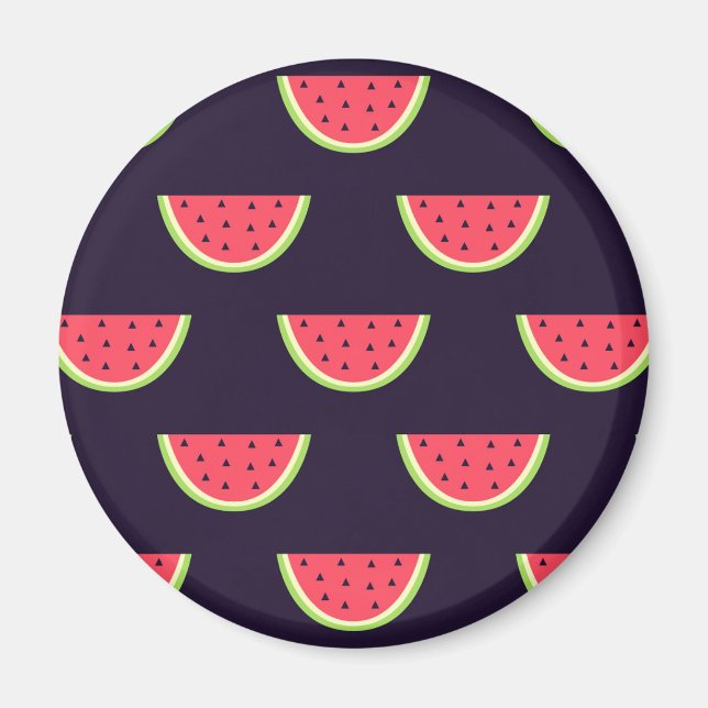 Neon Watermelon über Lila Muster Magnet (Vorne)