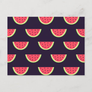 Neon Watermelon über Lila Muster Postkarte