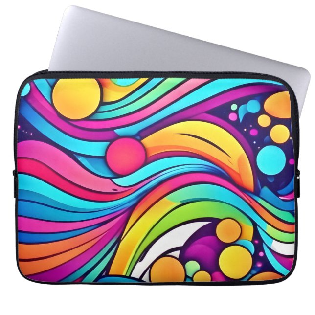 Neon Waves Lebendiger Kosmos Laptopschutzhülle (Vorderseite)