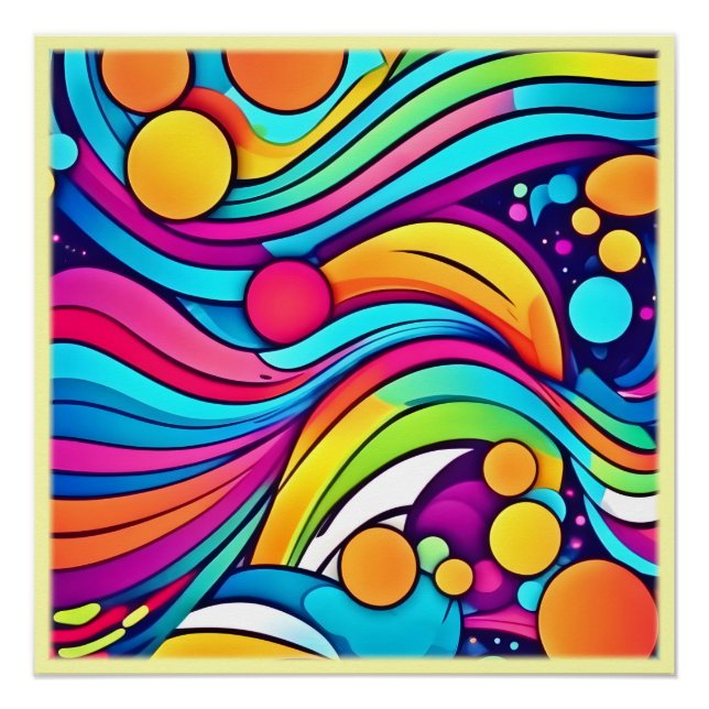 Neon Waves Lebendiger Kosmos Poster (Vorderseite)
