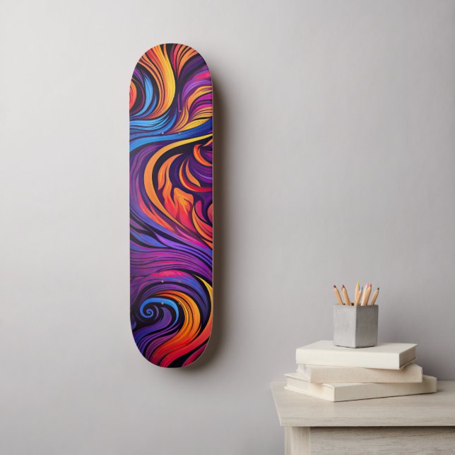 NEON WAVES SKATEBOARD (Wandkunst)