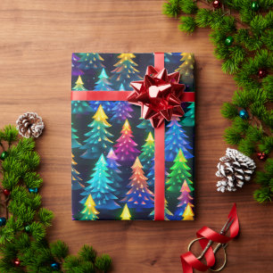 Neon-Weihnachtsbäume Geschenkpapier