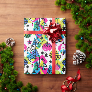 Neon-Weihnachtspapier Vibrant Geschenkpapier