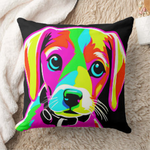 Neon Welpen Pop Art Kissen