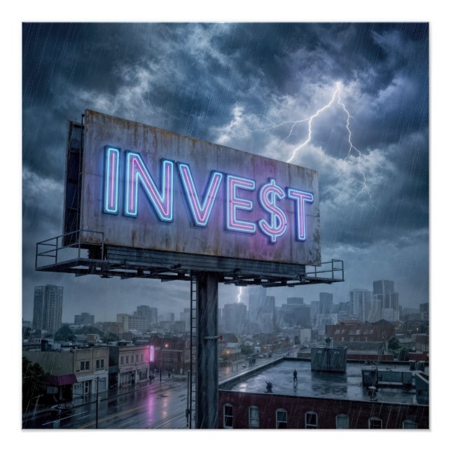 Neon-Werbetafel mit INVEST-Text Poster (Vorderseite)