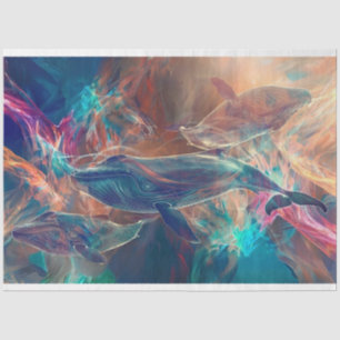 Neon Whale Water World Decoupage Seidenpapier
