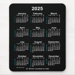 Neon White 52 Week Calendar von Janz 2025 Mousepad