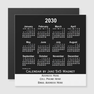 Neon White Business Calendar von Janz Magnetkarte